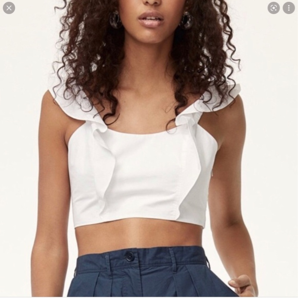 Aritzia Sandrine ruffle crop top